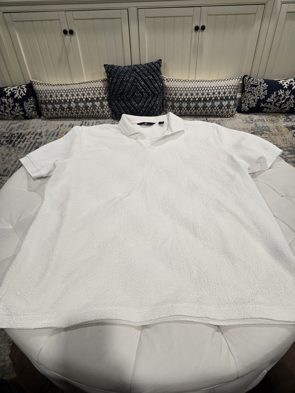 Hart Schaffner Marx White Textured Polo